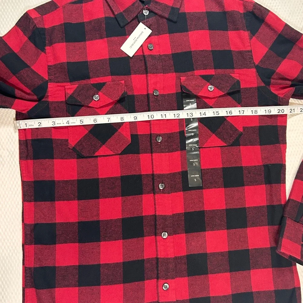 VTG Y2K‎ Banana Republic Mens S Buffalo Check Flannel Shirt NEW Red Gorpcore